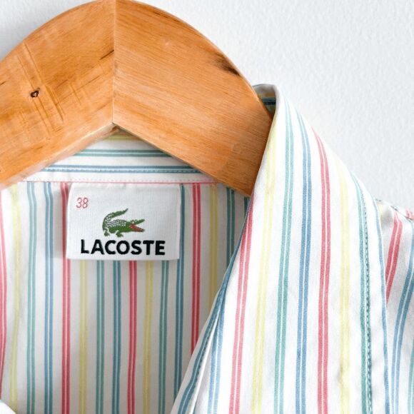 Lacoste Womens Blouse Long Sleeve Buttoned Multicolour Pinstripes Size 38 - Picture 5 of 7